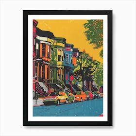 Crown Heights New York Colourful Silkscreen Illustration 4 Art Print