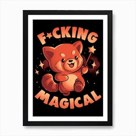 Red Panda Magic - Funny Cute Wizard Red Panda Gift Art Print