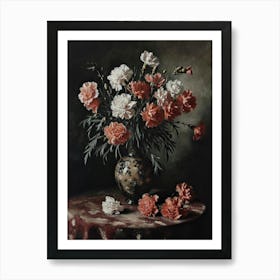 Baroque Floral Still Life Carnations 6 Art Print