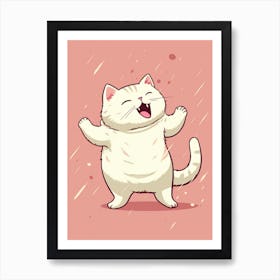 Kawaii Cat Drawings Dancing 1 Art Print