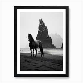 A Horse Oil Painting In Reynisfjara Beach, Iceland, Portrait 3 Art Print
