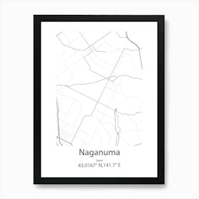 Naganuma,Japan Minimalist Map Póster