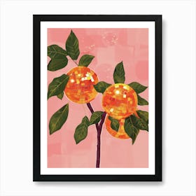 Orange Disco Ball Tree Green Oranges Art Print