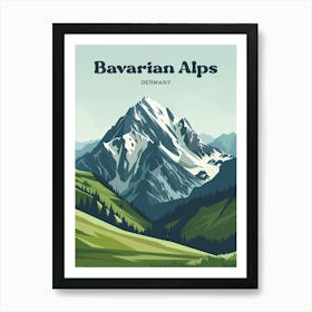 Bavarian Alps Germany Mountain Travel Art Illustration Art Print