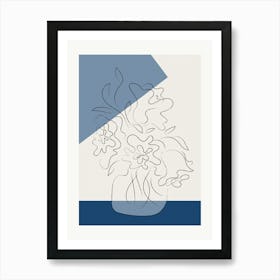 Line art flower Blue_2483543 Art Print