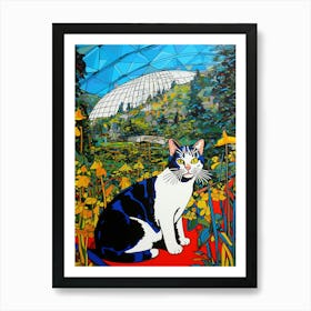 A Painting Of A Cat In Eden Project, United Kingdom In The Style Of Pop Art 02 Art Print