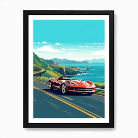 A Chevrolet Corvette In Causeway Coastal Route Illustration 2 Poster