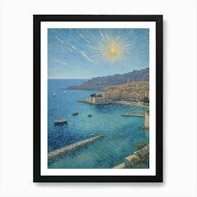 Between Sea and Sky Sun Rising Over The Sea Art Print