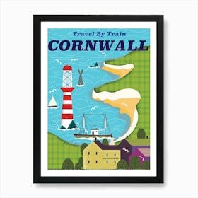 Travel By Train Cornwall Art Print