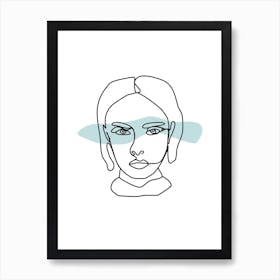 Female Face Line Art Art Print