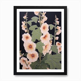 Flower Illustration Hollyhock 2 Art Print