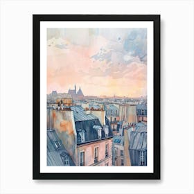 Paris Rooftops Morning Skyline 1 Art Print