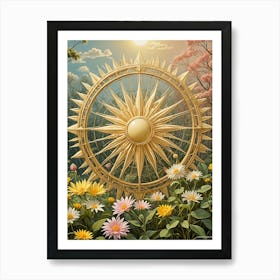 Golden Sun Wheel no1 Art Print