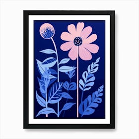 Blue Flower Illustration Dahlia 3 Art Print