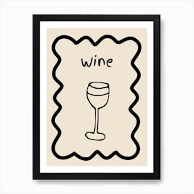 Wine Doodle Poster B&W Art Print