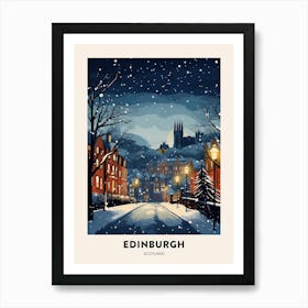 Winter Night  Travel Poster Edinburgh Scotland 7 Art Print