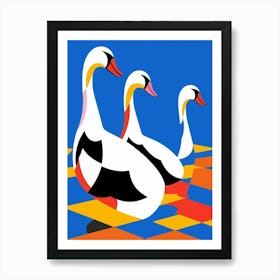Swans Abstract Pop Art 1 Art Print