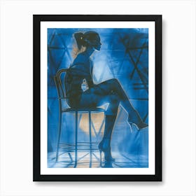 Silhouette of a Beautiful Woman Sitting Art Print