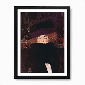 Dame Mit Hut Und Federboa, Gustav Klimt Art Print