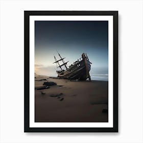 Ship On The Beach Art Print