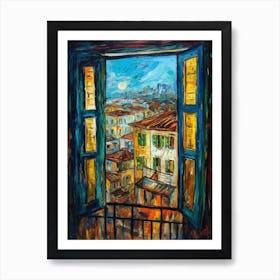 Window View Of Havana In The Style Of Expressionism 1 Art Print