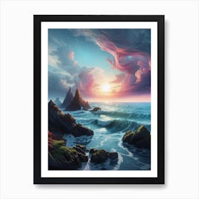 Sunset Over The Ocean Art Print