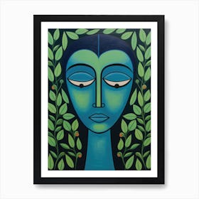 Woman With Leaves 2 Art Print