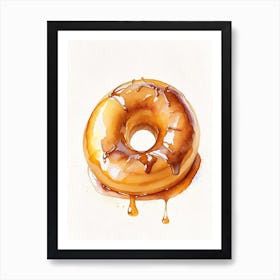 Caramel Glazed Donut Cute Neon 3 Art Print