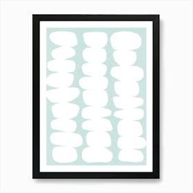 Serenity Organic Abstract Pebbles White on Powder Blue Sky Art Print
