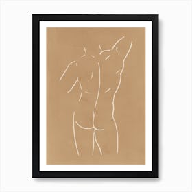 Male Body Sketch 2 Camel Art Print