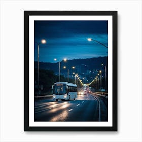 Bus Gasoline Urban Move Background Black Modern Europa Car Twilight Light Lamp Life Obs (10) Art Print