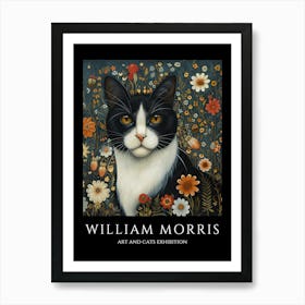 William Morris Inspired Cat in the Garden Art Print