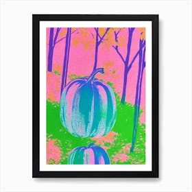 Pumpkin Risograph Retro Poster vegetable Art Print