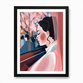 Asian Woman in Pink. Oil Portrait Art Print