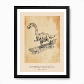 Brachiosaurus Vintage Dinosaur Poster 3 Art Print