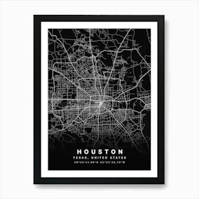 Houston Texas USA Black Map Art Print