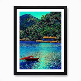 Koh Chang Thailand Pointillism Style Tropical Destination Art Print