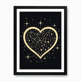 Celestial Heart Black Background 3 Art Print