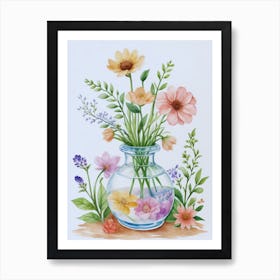 Watercolor Flowers 1 Art Print