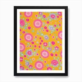 Scabiosa Floral Print Warm Tones 2 Flower Art Print