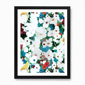 Floral Pattern Snow White "Floral Symphony" Art Print