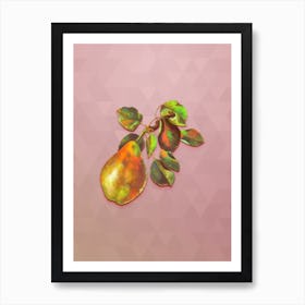Vintage Pear Branch Botanical Art on Crystal Rose n.0680 Art Print
