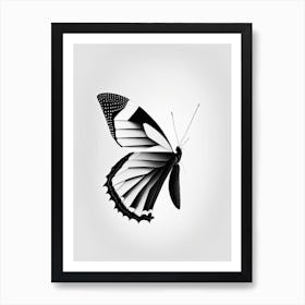 Black Swallowtail Butterfly Black & White Geometric 1 Art Print