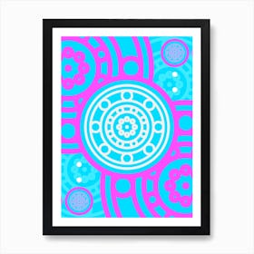 Geometric Glyph in White and Bubblegum Pink and Candy Blue n.0054 Art Print