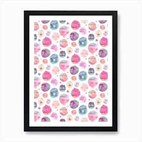 Big Watery Dots Pink Art Print