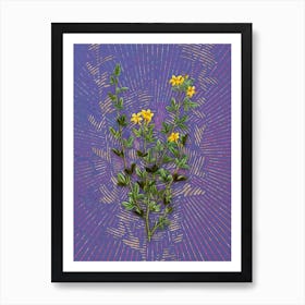 Vintage Yellow Jasmine Flowers Botanical Illustration on Veri Peri Art Print