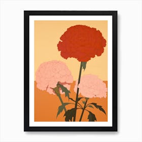 Marigolds Flower Big Bold Illustration 4 Art Print