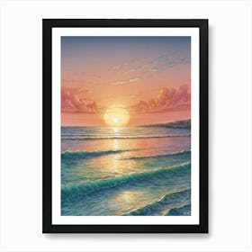 Sunset Over The Ocean 2 Art Print