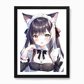 Kawaii Kawaii Anime Cat Girl Nekomimi in Maid Costume Otaku Art Print