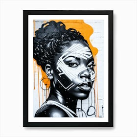 Graffiti Mural Of Beautiful Black Woman 227 Art Print